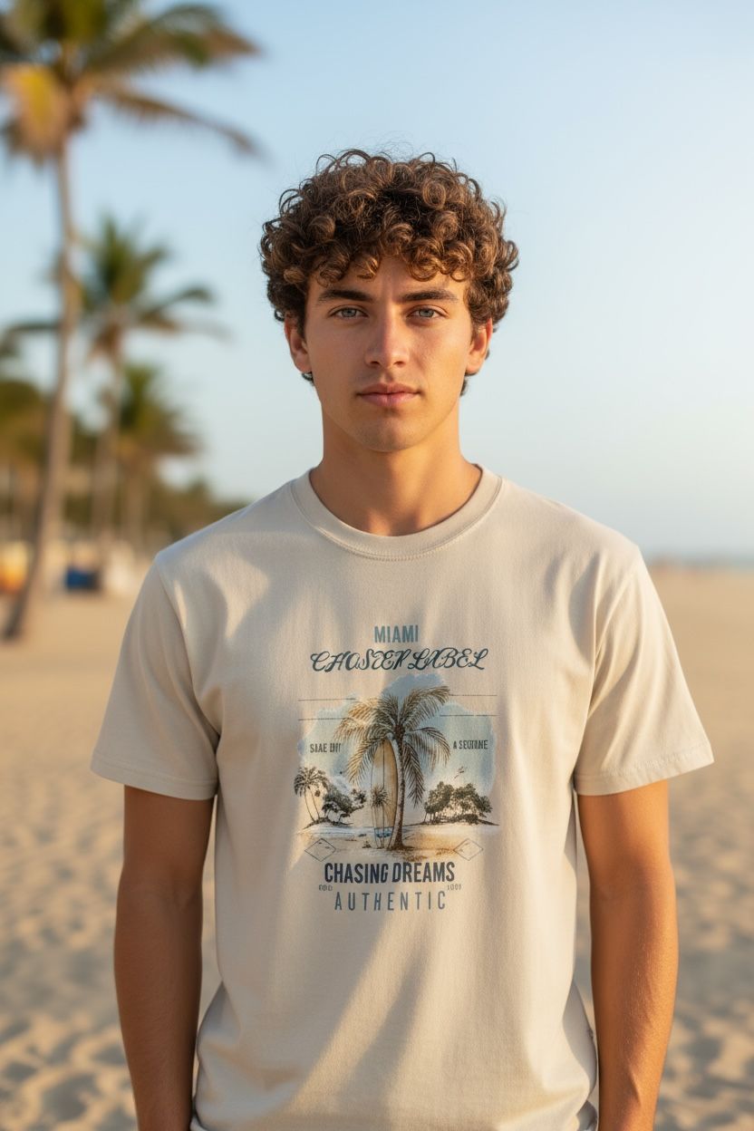 Men Chosin Label Palm Horizon Oversize Tee