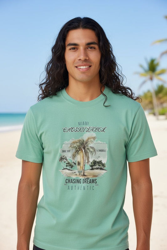 Men Chosin Label Palm Horizon Oversize Tee