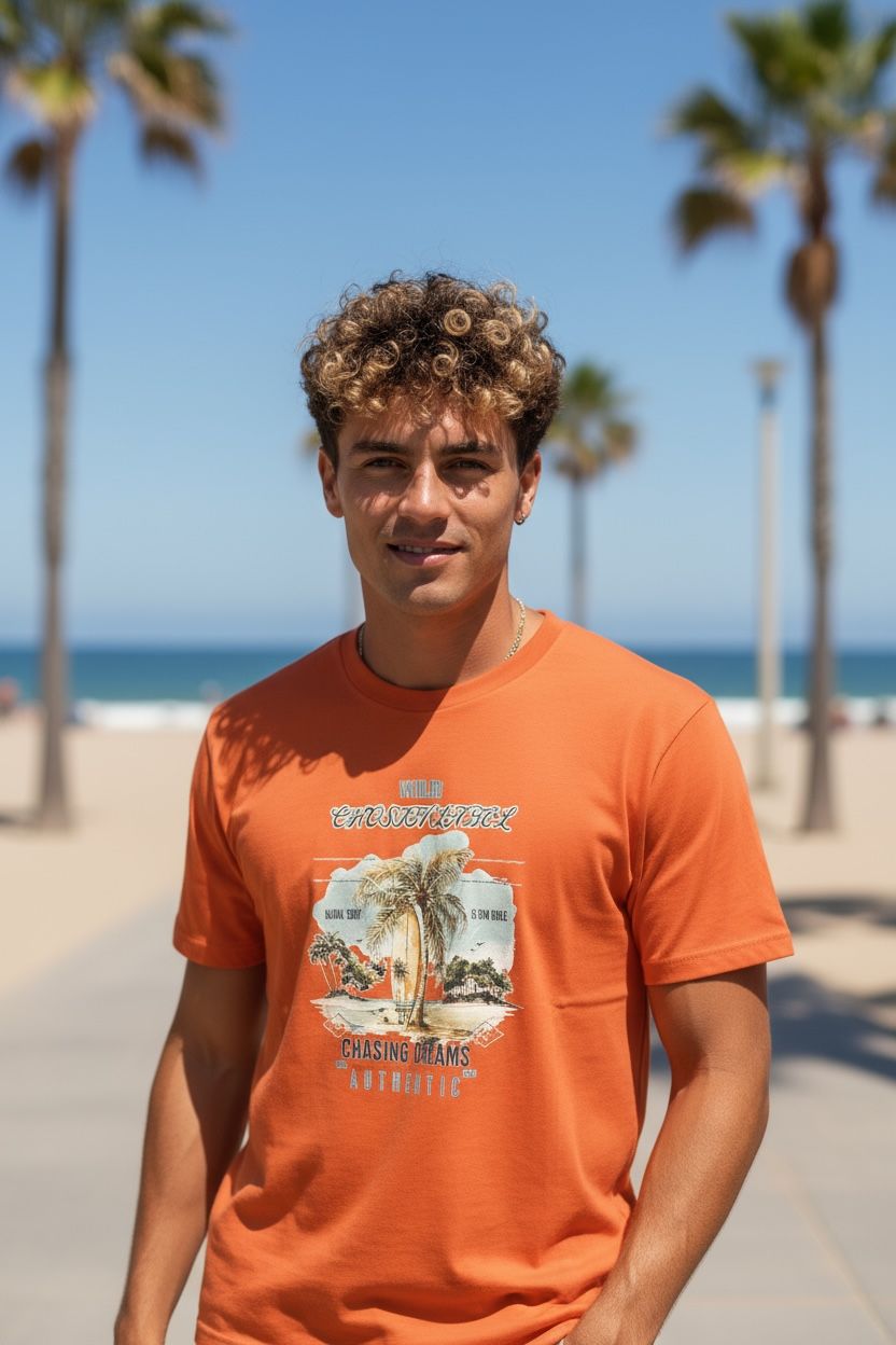 Men Chosin Label Palm Horizon Oversize Tee